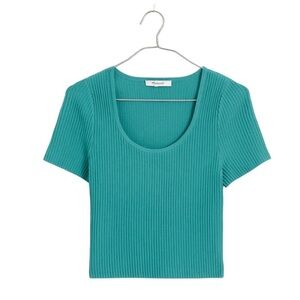 Madewell “Ottoman Crop Sweater Tee” size Medium in Teal